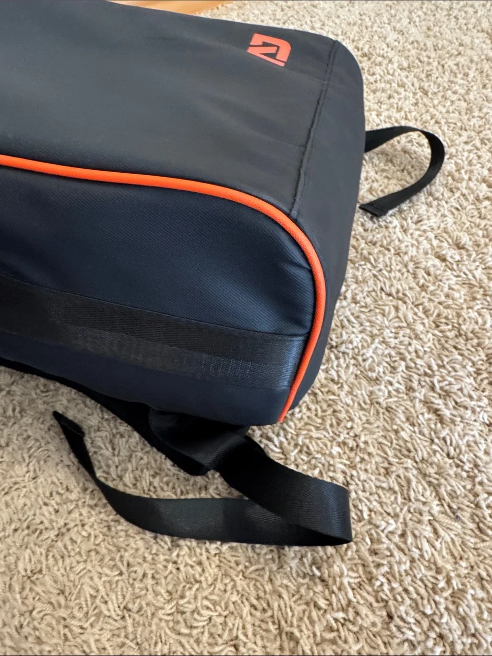 Atley James Men's Medium Backpack Bag, Black w/ Orange Piping